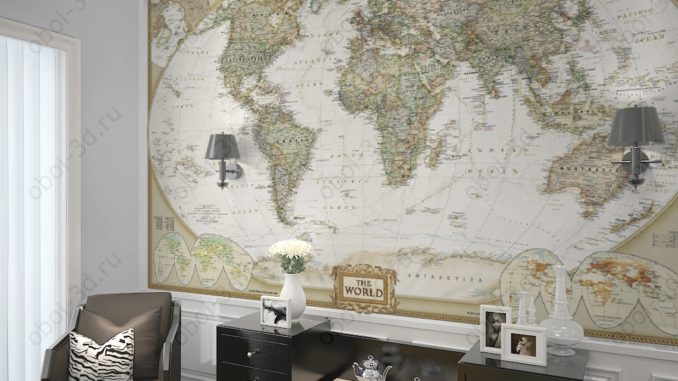 Фотообои карта мира на стену